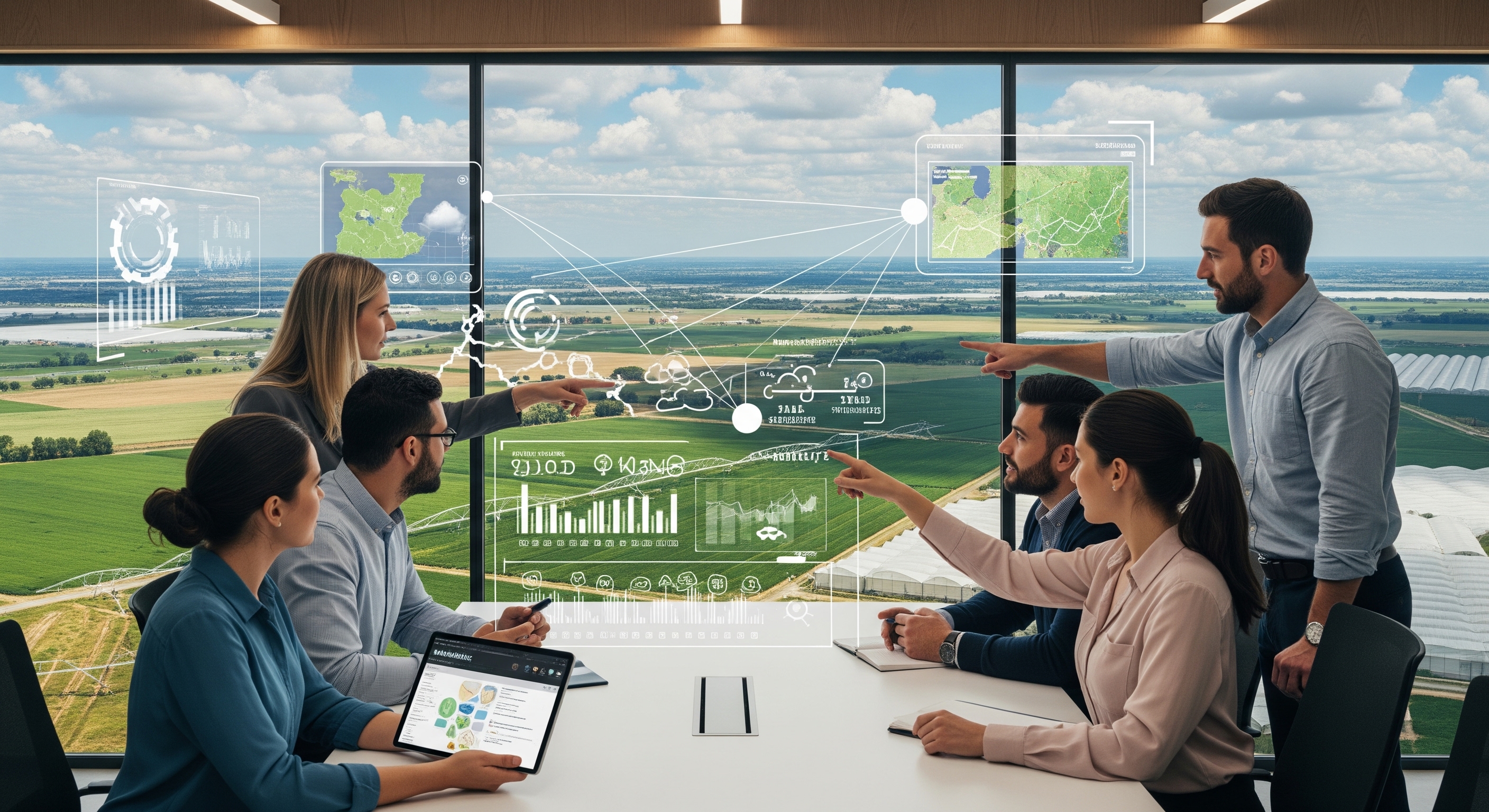 A team collaborating over agricultural data.